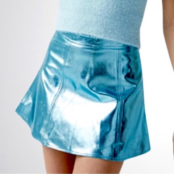 Dolls Kill Blue Metallic Mini Skirt (Skort) Sz. Medium NWT - Picture 3 of 7